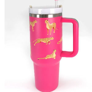 Hot Pink Gold Cheetah Print 40 oz Stainless Steel Insulated Tumbler